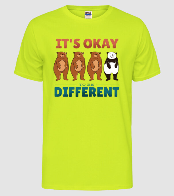 E în regulă să fii diferit model galben neon pe tricou