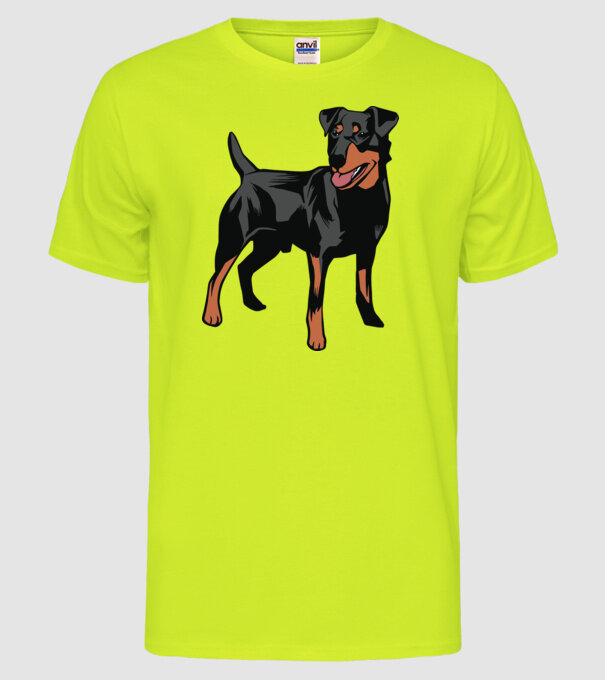 Câine de vânătoare german Terrier model galben neon pe tricou
