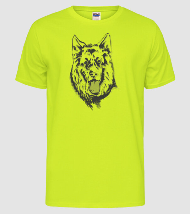 Cap Ciobănesc german model galben neon pe tricou