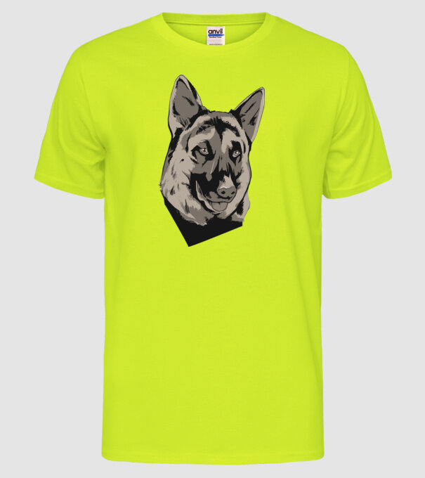 Ciobănesc german cap model galben neon pe tricou