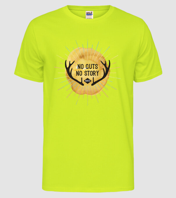 No guts no stories model galben neon pe tricou