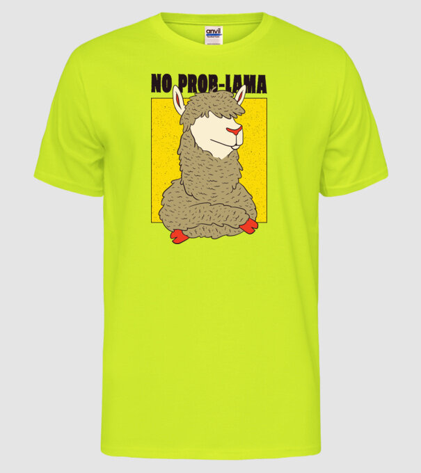No Prob LLama - Lama model galben neon pe tricou