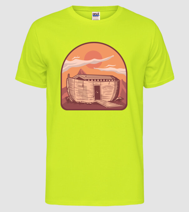 Arca lui Noe model galben neon pe tricou
