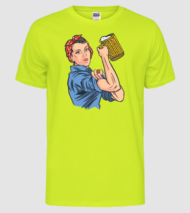 Emanciparea femeilor Bere model galben neon pe tricou