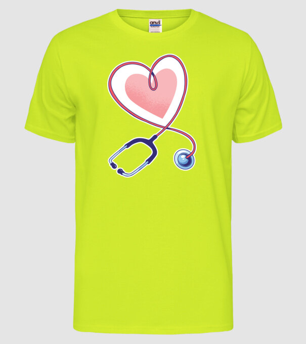 Soră Asistentă Stetoscop model galben neon pe tricou