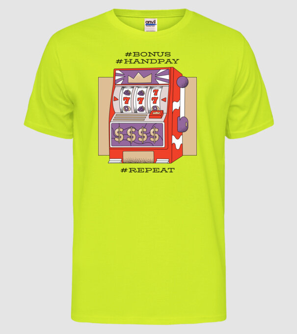 Slot machine model galben neon pe tricou