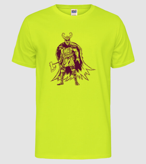 Războinic Odin Viking model galben neon pe tricou