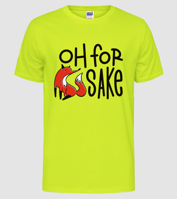 Oh for Fox Sake tricou cu vulpe model galben neon pe tricou