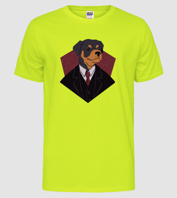 Câine în Costum model galben neon pe tricou