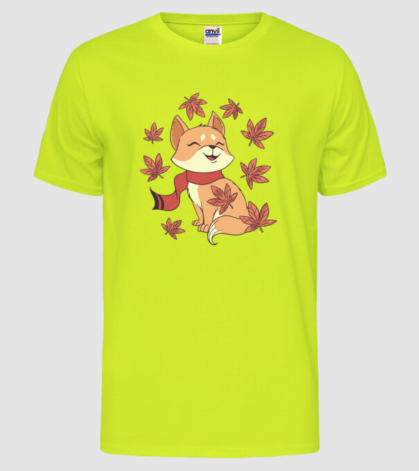 Pisică Toamna model galben neon pe tricou