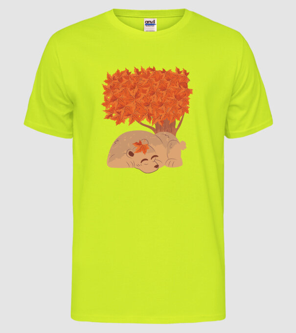 Urs de toamnă model galben neon pe tricou