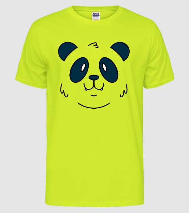 Cap de panda model galben neon pe tricou