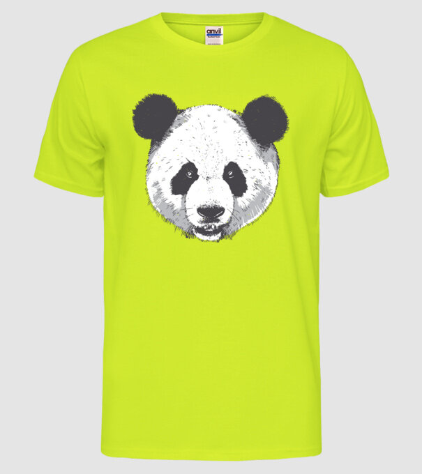 Cap de panda model galben neon pe tricou