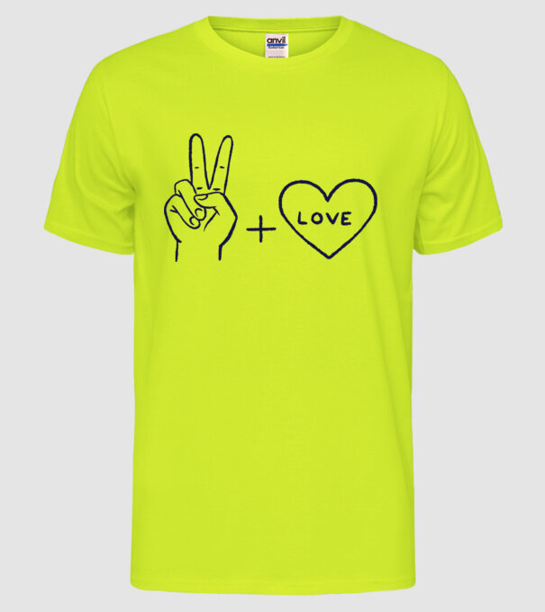 Peace + Love model galben neon pe tricou