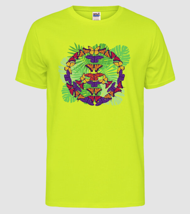 Peace tricou cu fluturi model galben neon pe tricou