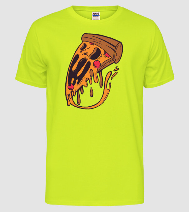 Pizza Horror model galben neon pe tricou