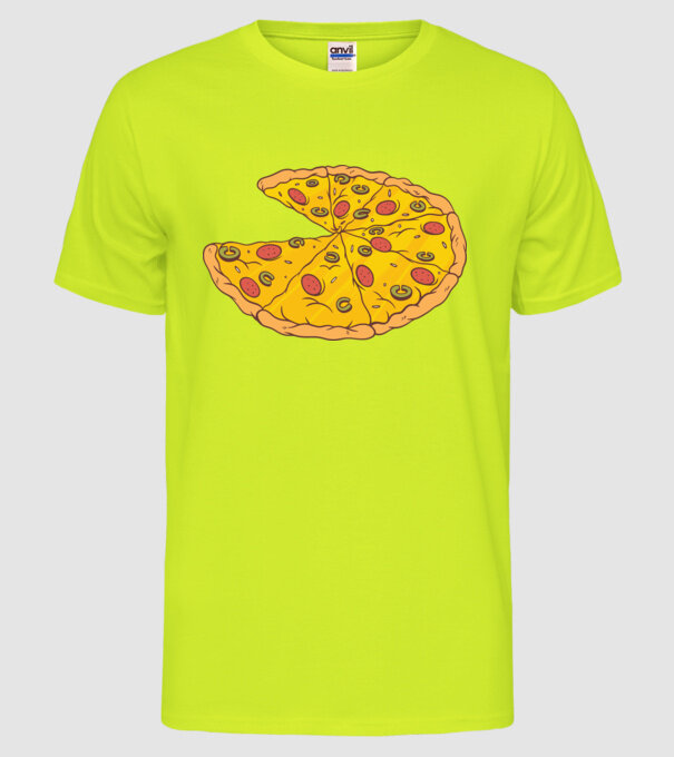 Felii de pizza Cuplu model galben neon pe tricou