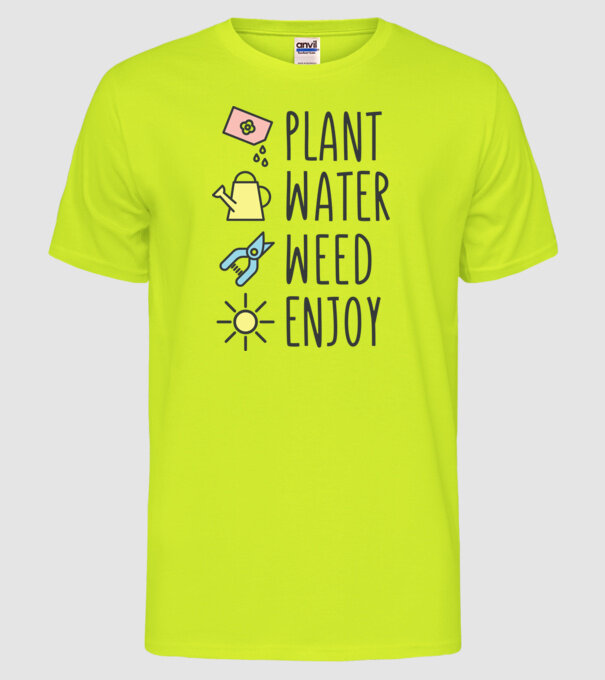 Plant Water Weed Enjoy model galben neon pe tricou