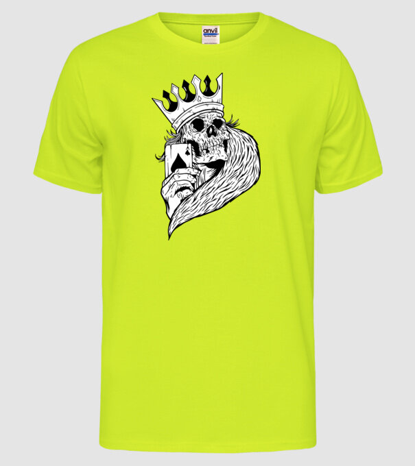 Craniu Poker model galben neon pe tricou