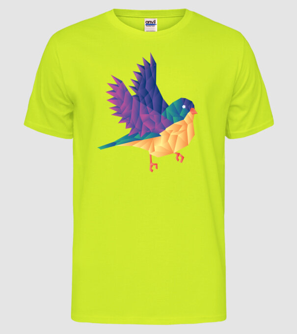 Pasăre Poligon model galben neon pe tricou
