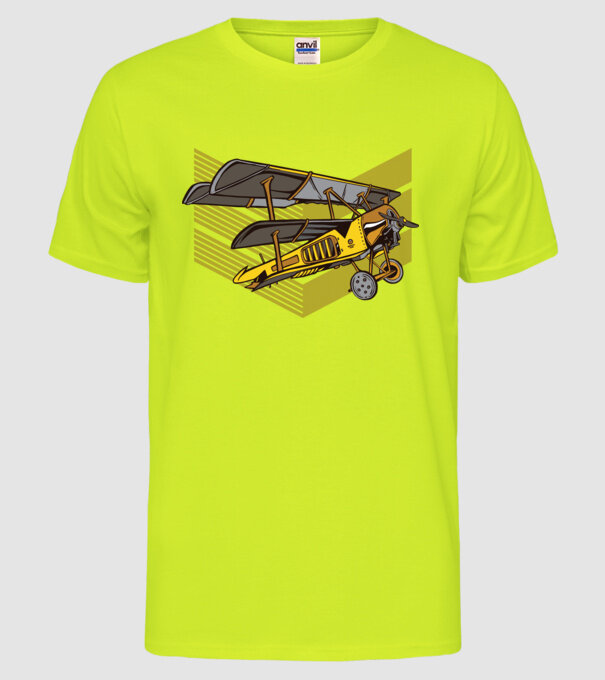 Avion cu elice model galben neon pe tricou