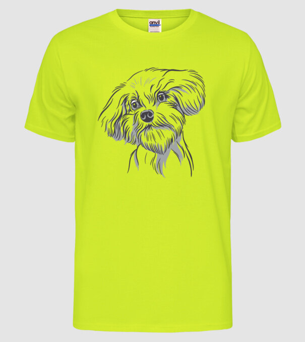 Câine Pudel model galben neon pe tricou