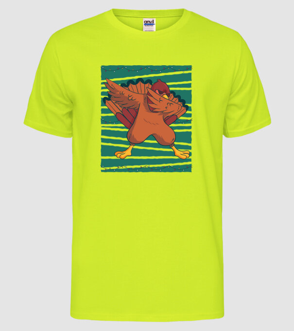 Curcan DAB Ziua Recunoștinței Thanksgiving model galben neon pe tricou