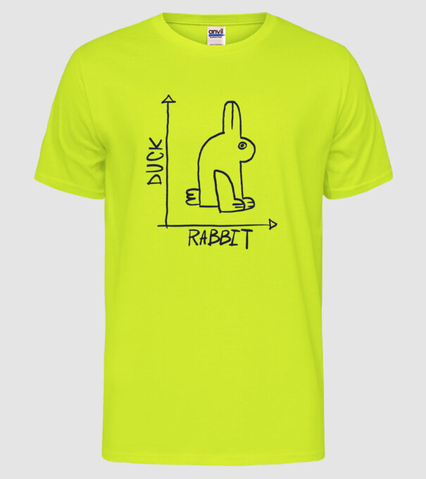 Rabbit vs Duck - Iepure sau Rață model galben neon pe tricou