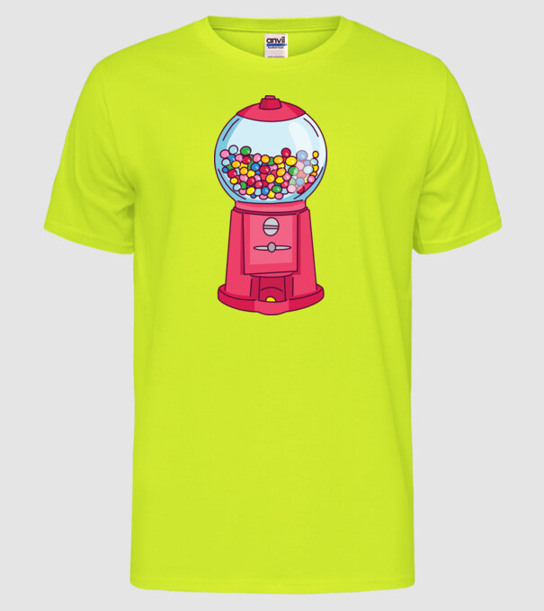 Automat Gumă de mestecat model galben neon pe tricou