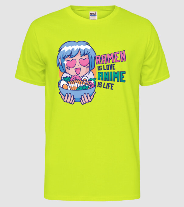 Ramen is Love Anime is Life model galben neon pe tricou