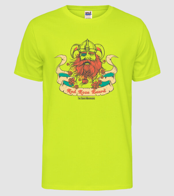 Red Rose Beards - Războinic Barbă model galben neon pe tricou