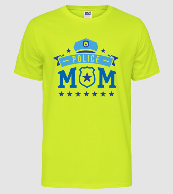 Mamă Polițist model galben neon pe tricou