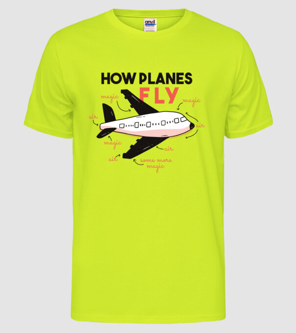 Descriere zbor model galben neon pe tricou