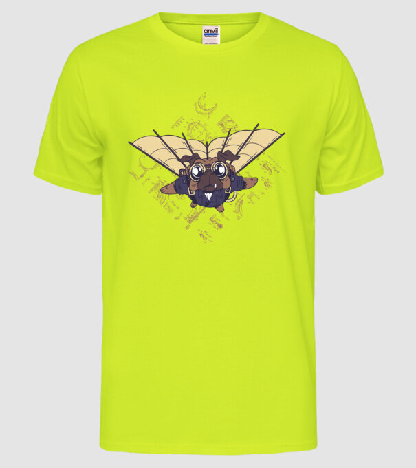 Mops Zburător model galben neon pe tricou