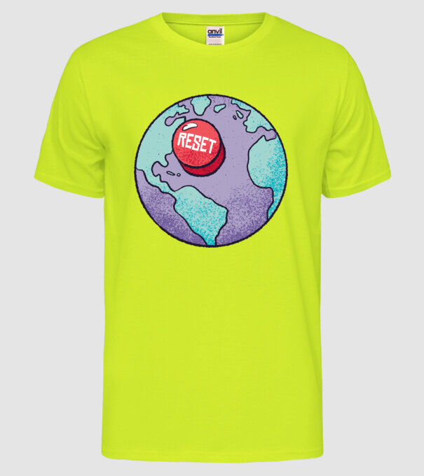 Reset Pământ model galben neon pe tricou