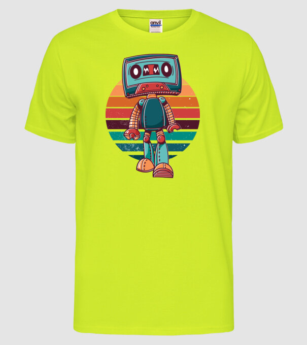 Robot Casetă retro model galben neon pe tricou