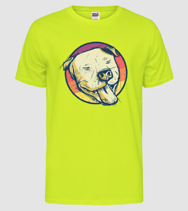 Cap Pitbull retro model galben neon pe tricou