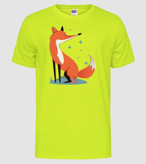 Vulpe model galben neon pe tricou