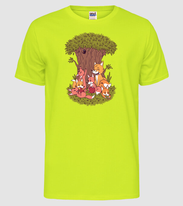 Familie Vulpe model galben neon pe tricou