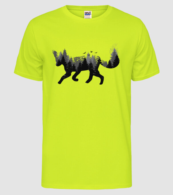 Vulpe pădure Natură model galben neon pe tricou