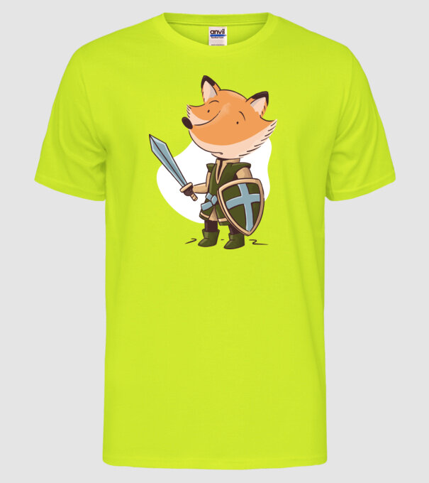 Vulpe Cavaler model galben neon pe tricou