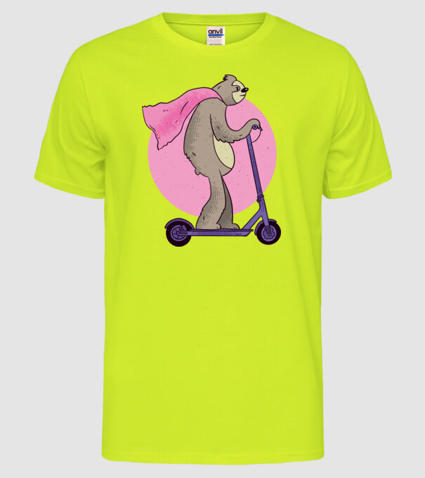 Leneș cu Trotinetă model galben neon pe tricou