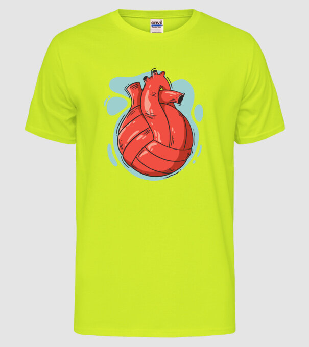 Inimă volei model galben neon pe tricou