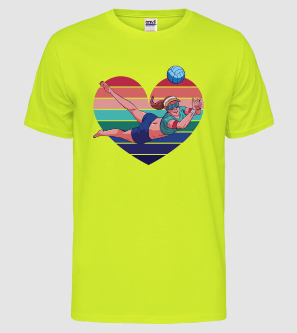 voleibalist retro model galben neon pe tricou