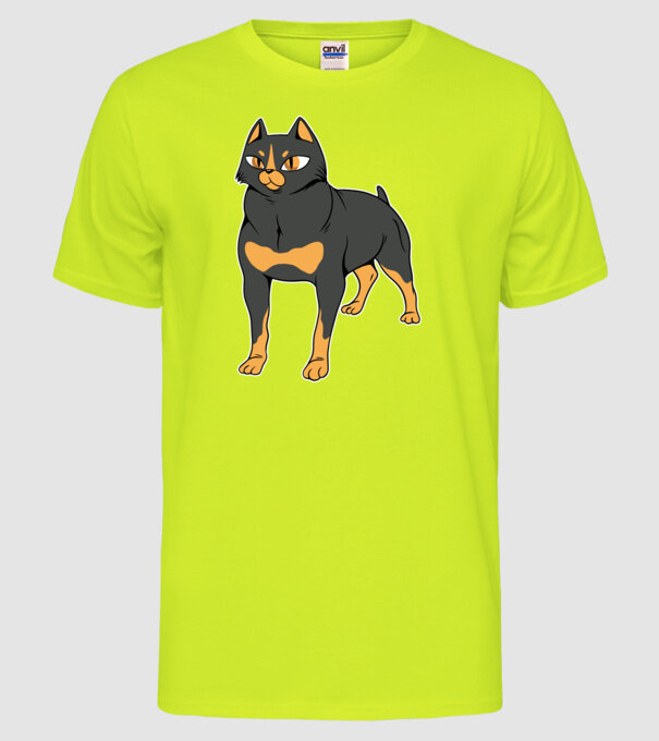 Rottweiler pisică model galben neon pe tricou