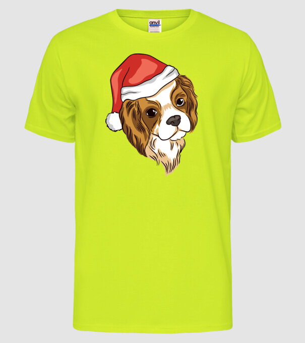 Santa Cocker Spaniel model galben neon pe tricou