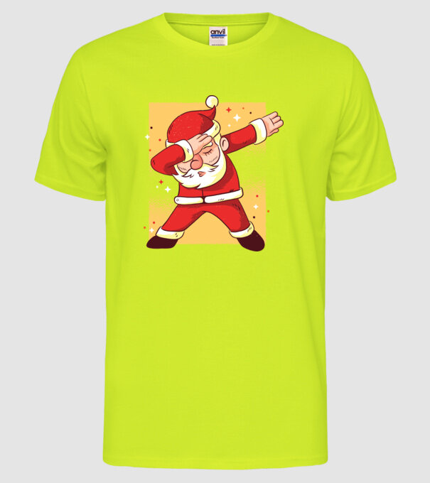 Santa DAB Moș Crăciun model galben neon pe tricou