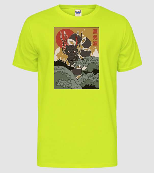 Dragon Sushi model galben neon pe tricou