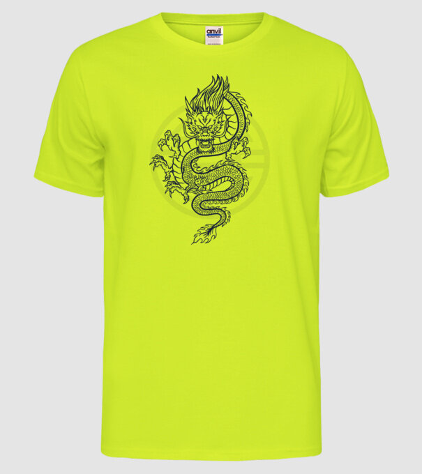 Dragon Tribal model galben neon pe tricou
