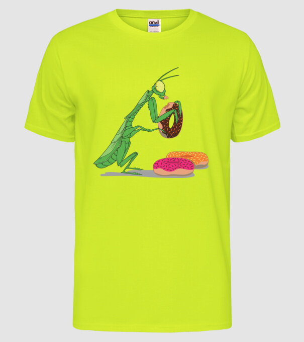 Lăcustă cu gogoașă model galben neon pe tricou